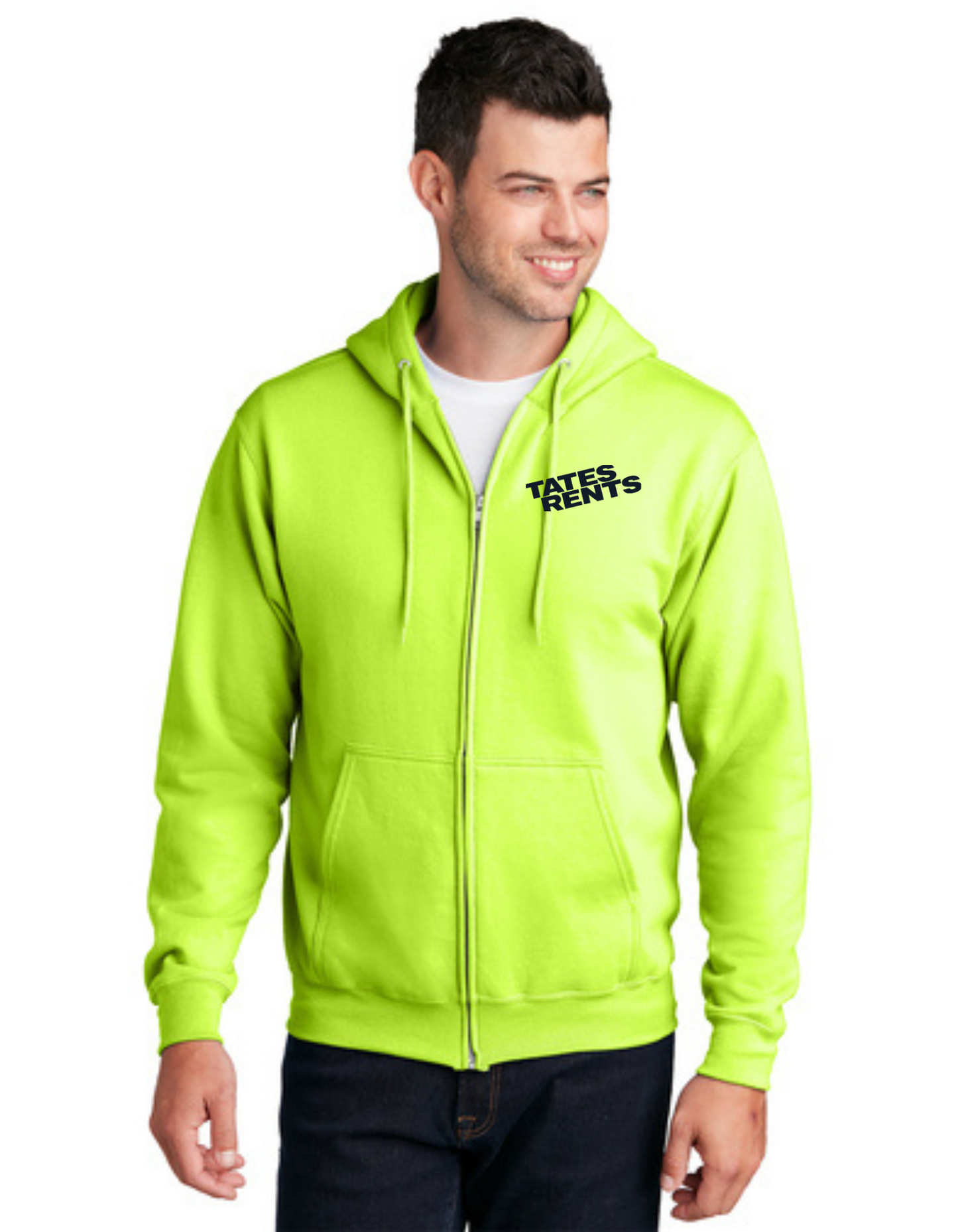 Tates Rents Zip Hoodie - High Vis - (NEON YELLOW)