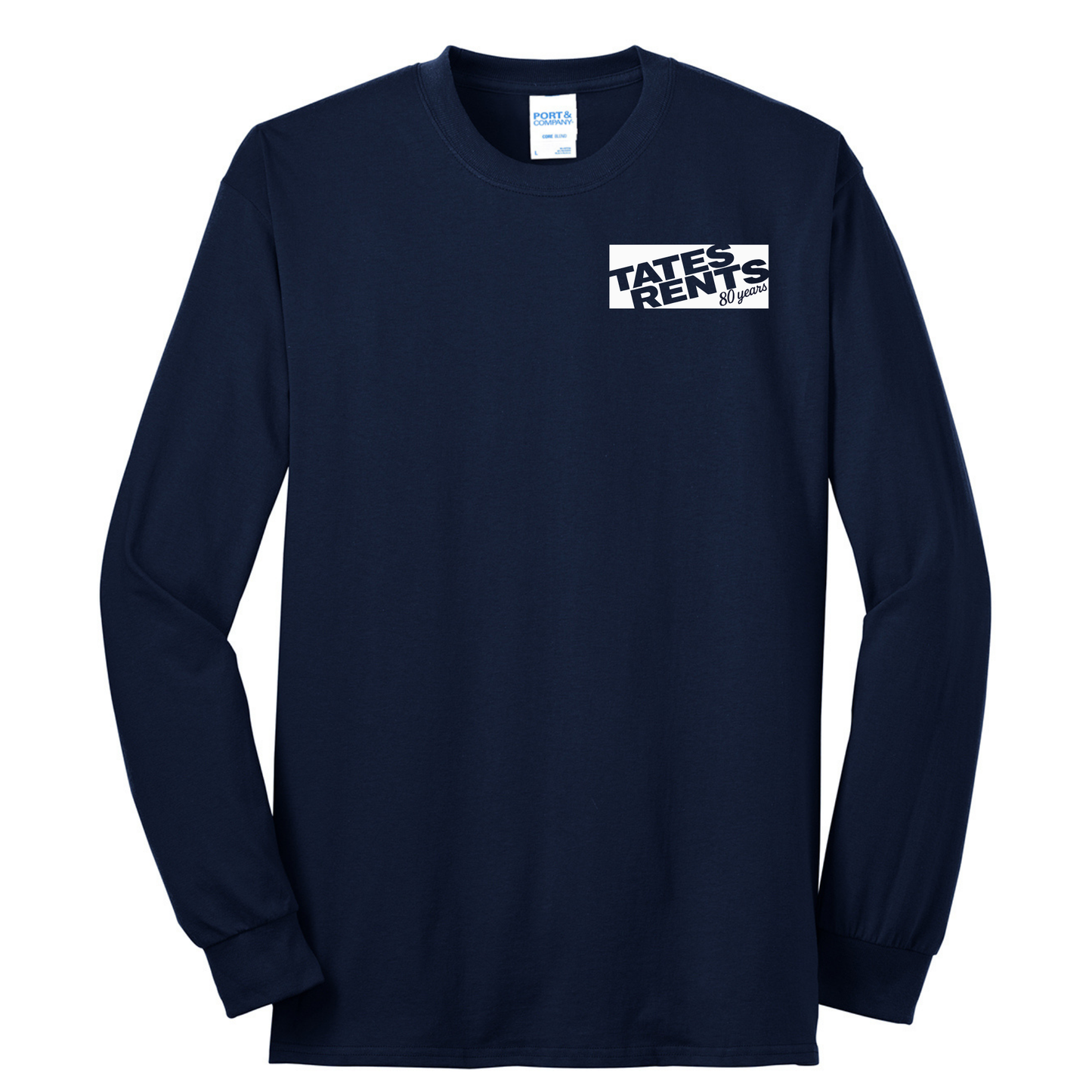 80 YEARS - Port & Co™ **TALL** Long Sleeve Core Blend Tee - NAVY