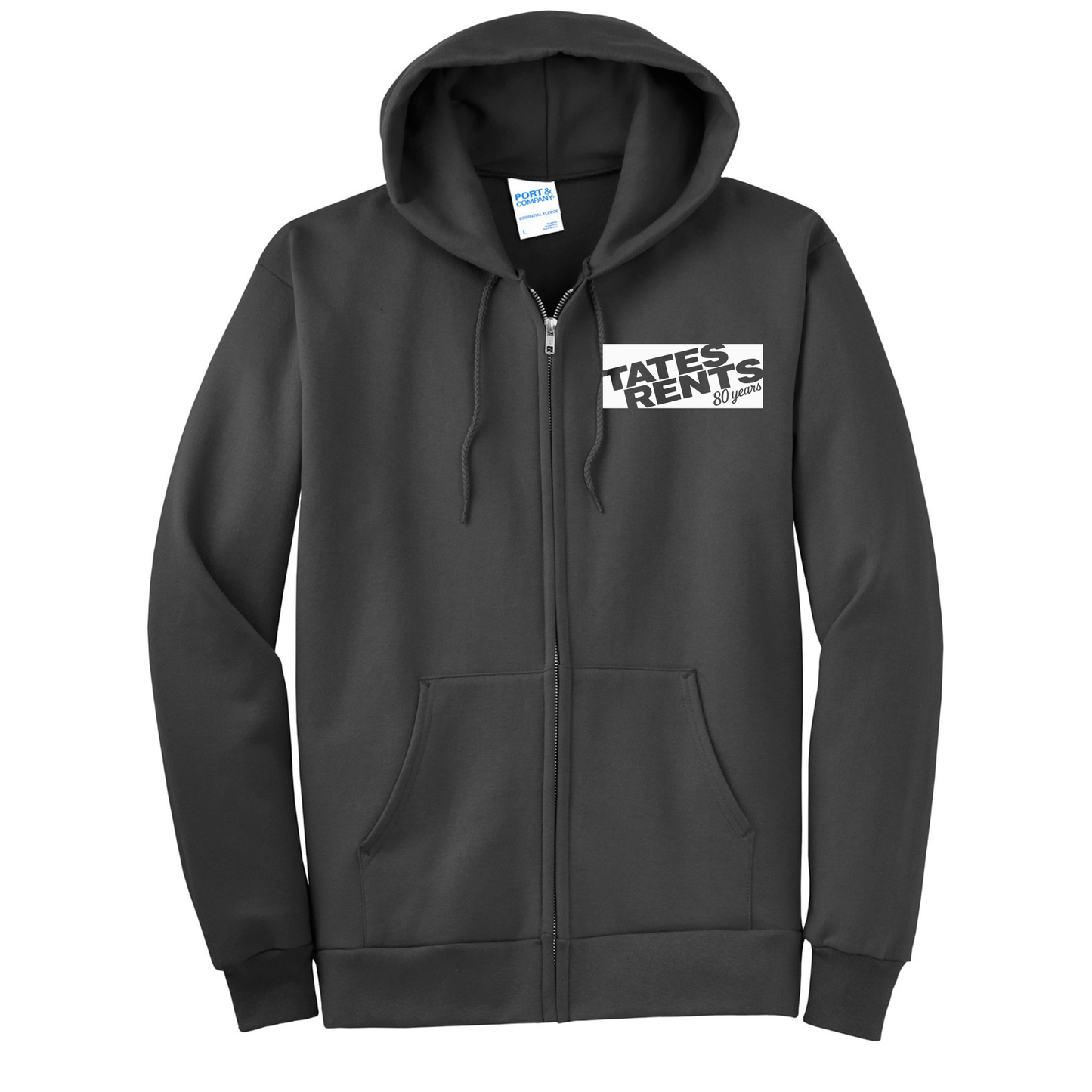 80 YEARS - Port & Co™ **TALL** Essential Fleece Full-Zip Sweatshirt - CHARCOAL