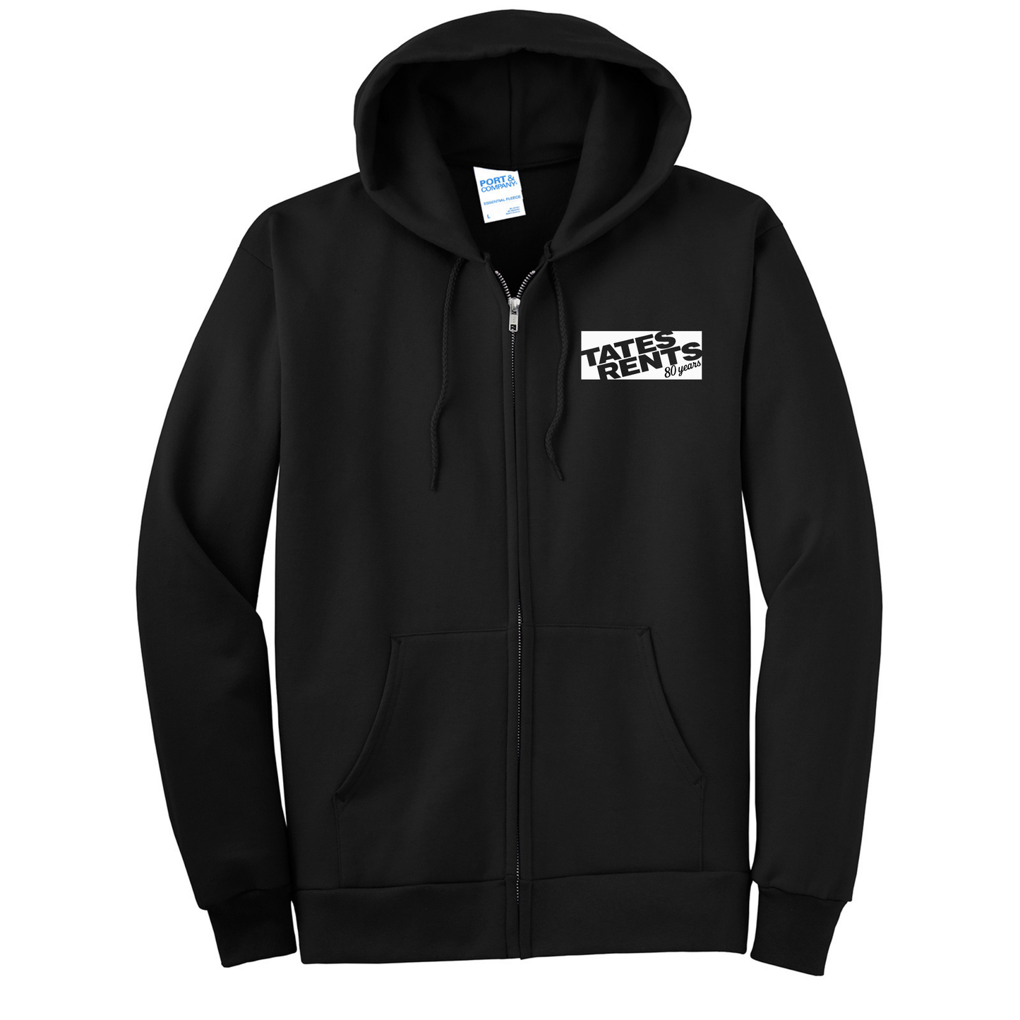 80 YEARS - Port & Co™ **TALL** Essential Fleece Full-Zip Sweatshirt - JET BLACK