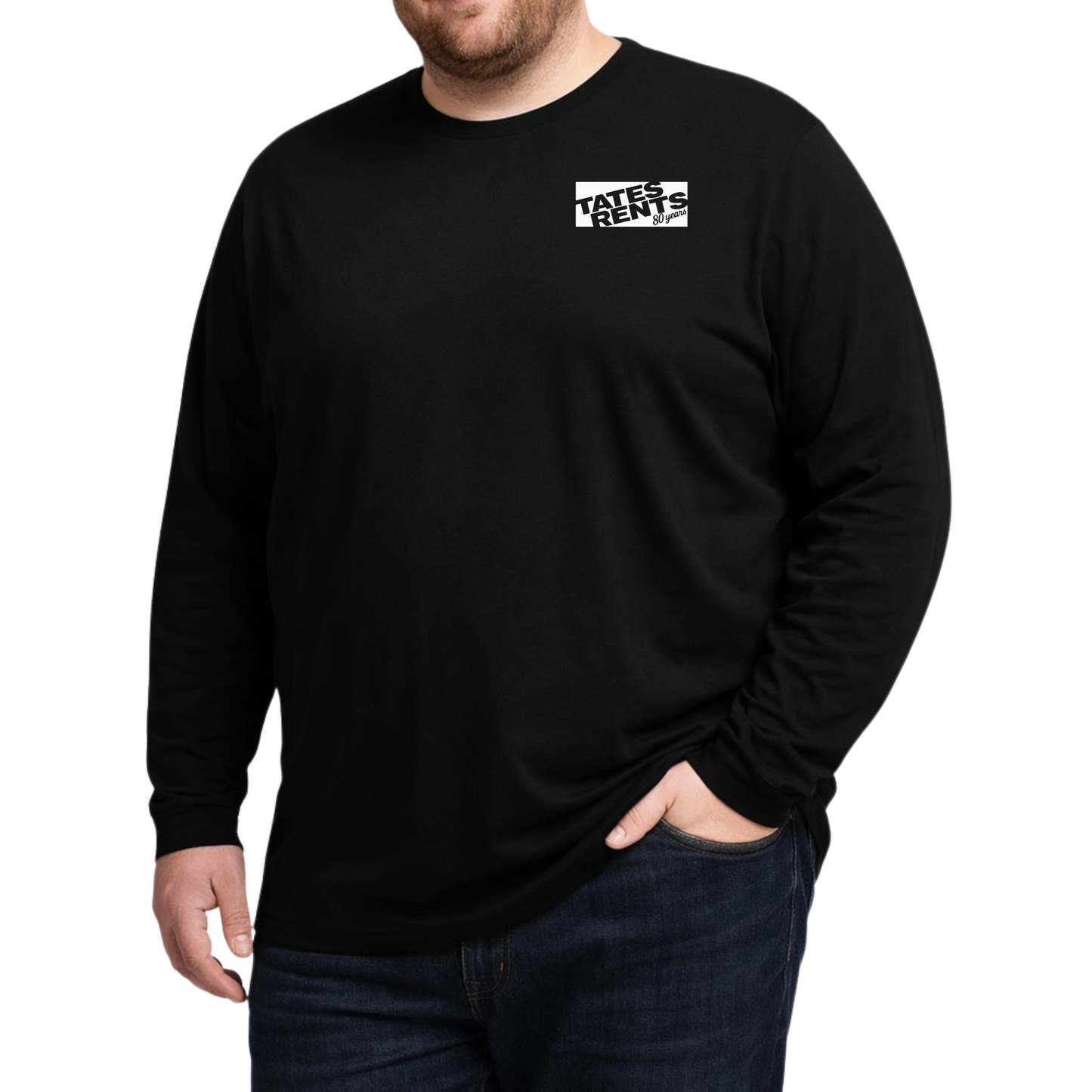 BIG & TALL - Long Sleeve Shirt w/ 80 Years Logo - BLACK