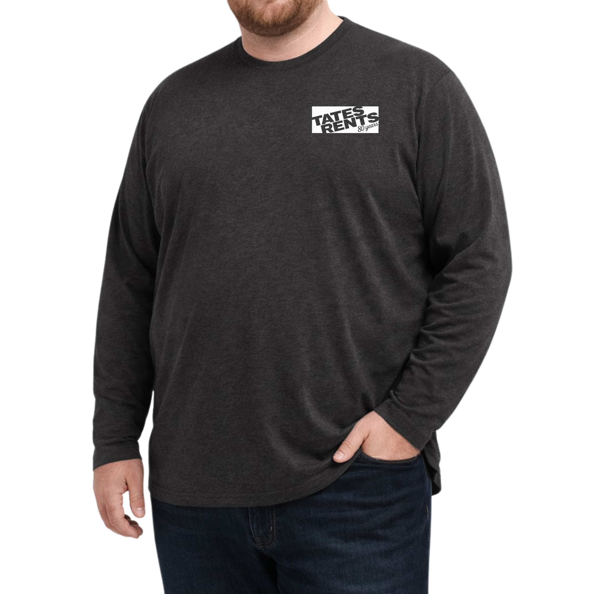 BIG & TALL - Long Sleeve Shirt w/ 80 Years Logo - CHARCOAL – Tates Rents