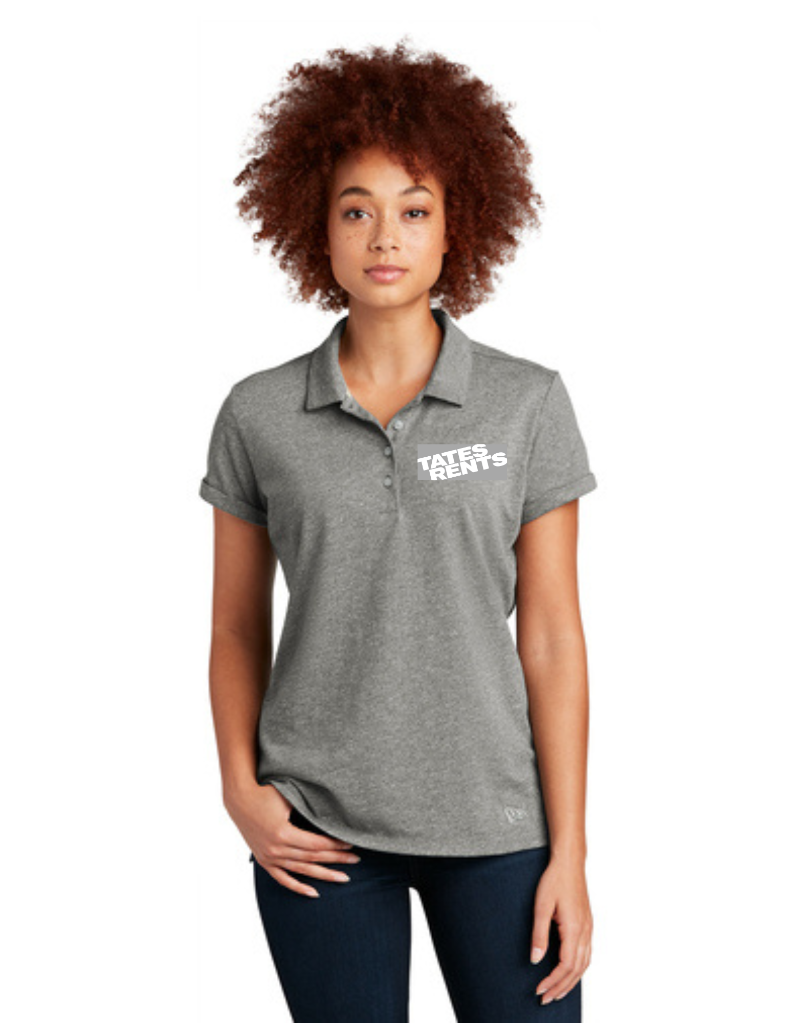 Womens Tates Rents Managers Corner New Era Polo Grey