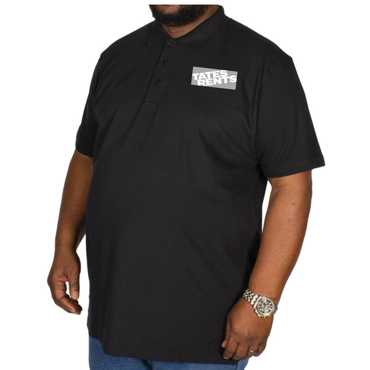 BIG & TALL - Plain Polo Shirt w/ Tates Logo - BLACK