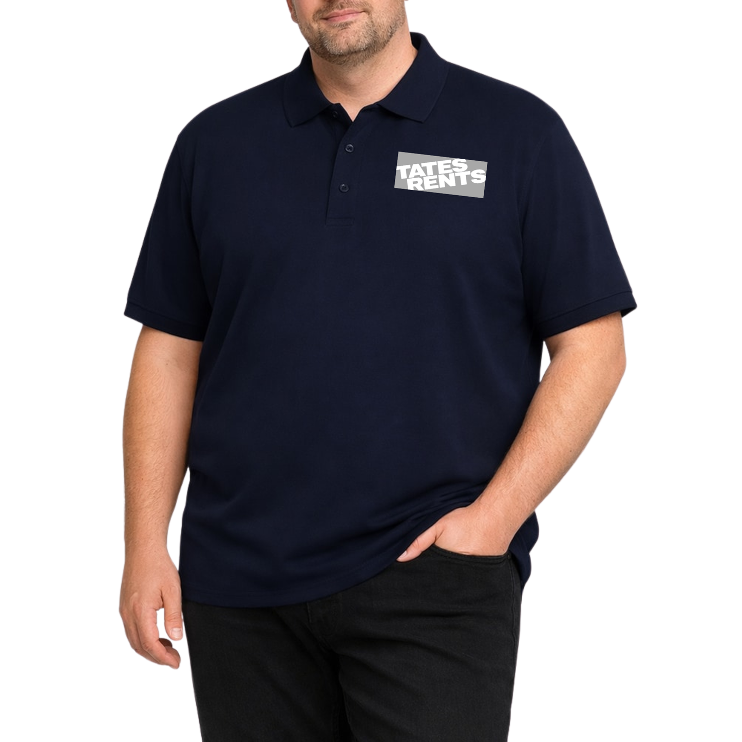 BIG & TALL - Plain Polo Shirt w/ Tates Logo - NAVY