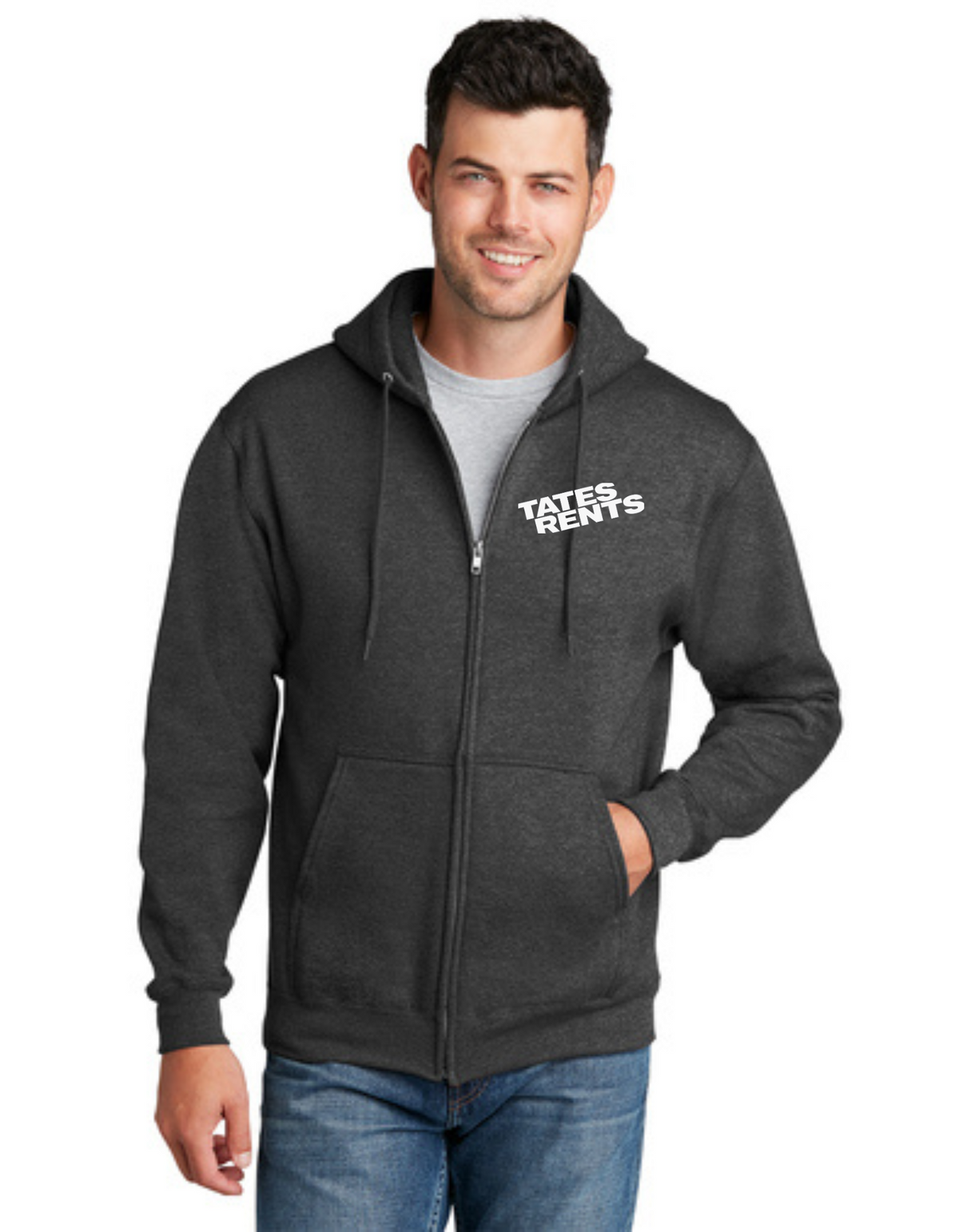 Tates Rents Zip Hoodie (HEATHERED GREY)