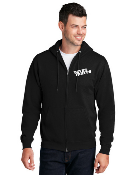 Tates Rents ZIP Hoodie (TALL) - Black