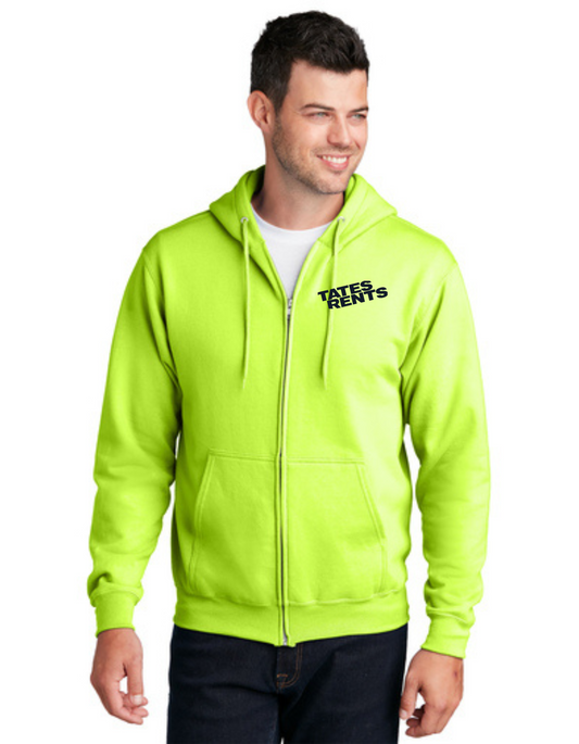 Tates Rents ZIP Hoodie - High Vis - Safety Yellow