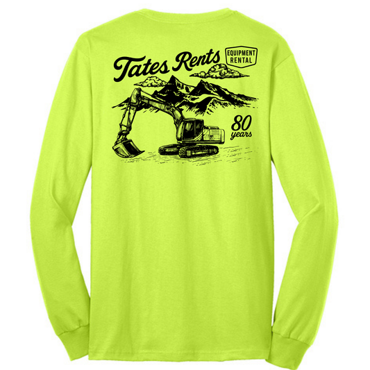 80 YEARS - Port & Co™ **TALL** Long Sleeve Core Blend Tee - SAFETY GREEN