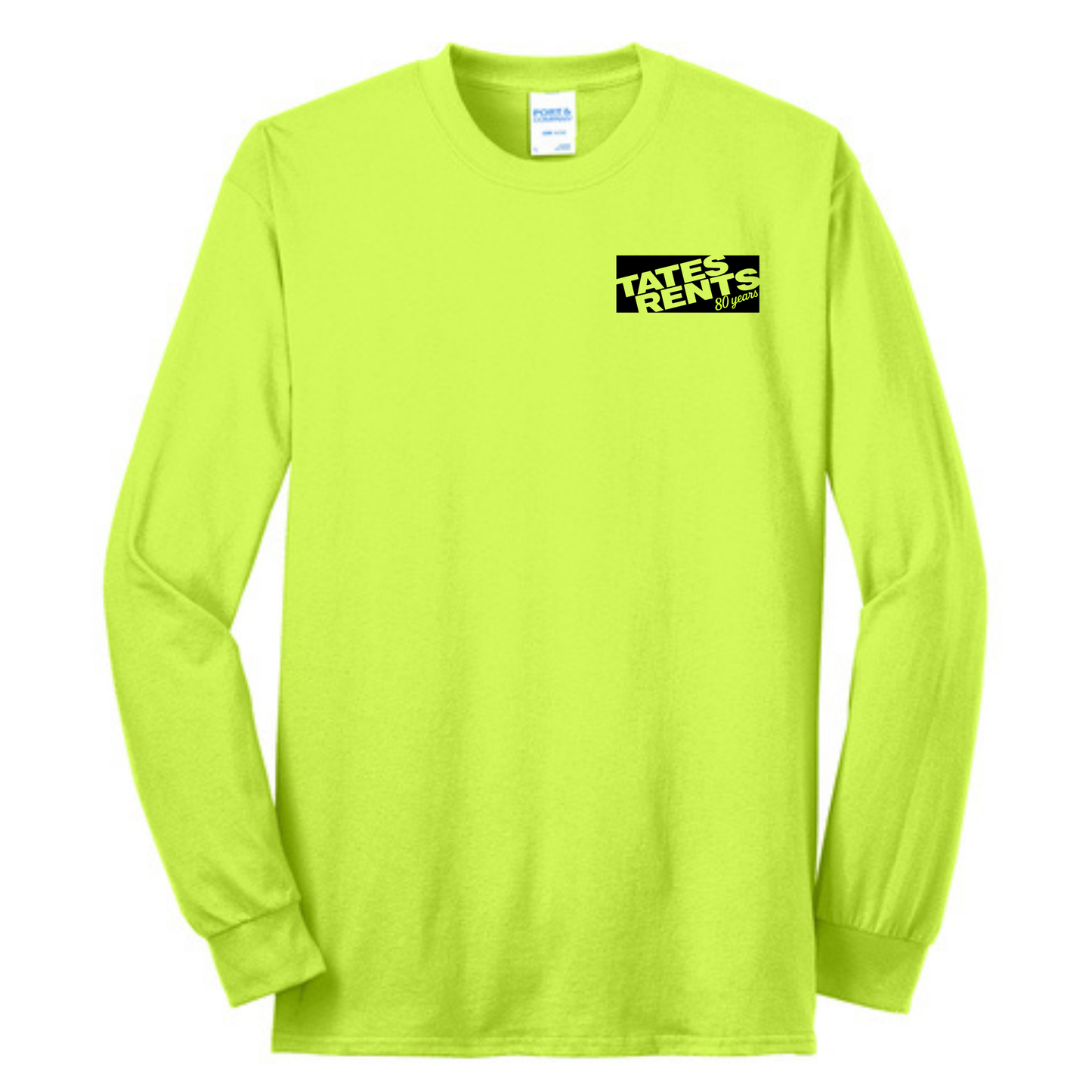 80 YEARS - Port & Co™ Long Sleeve Core Blend Tee - SAFETY GREEN