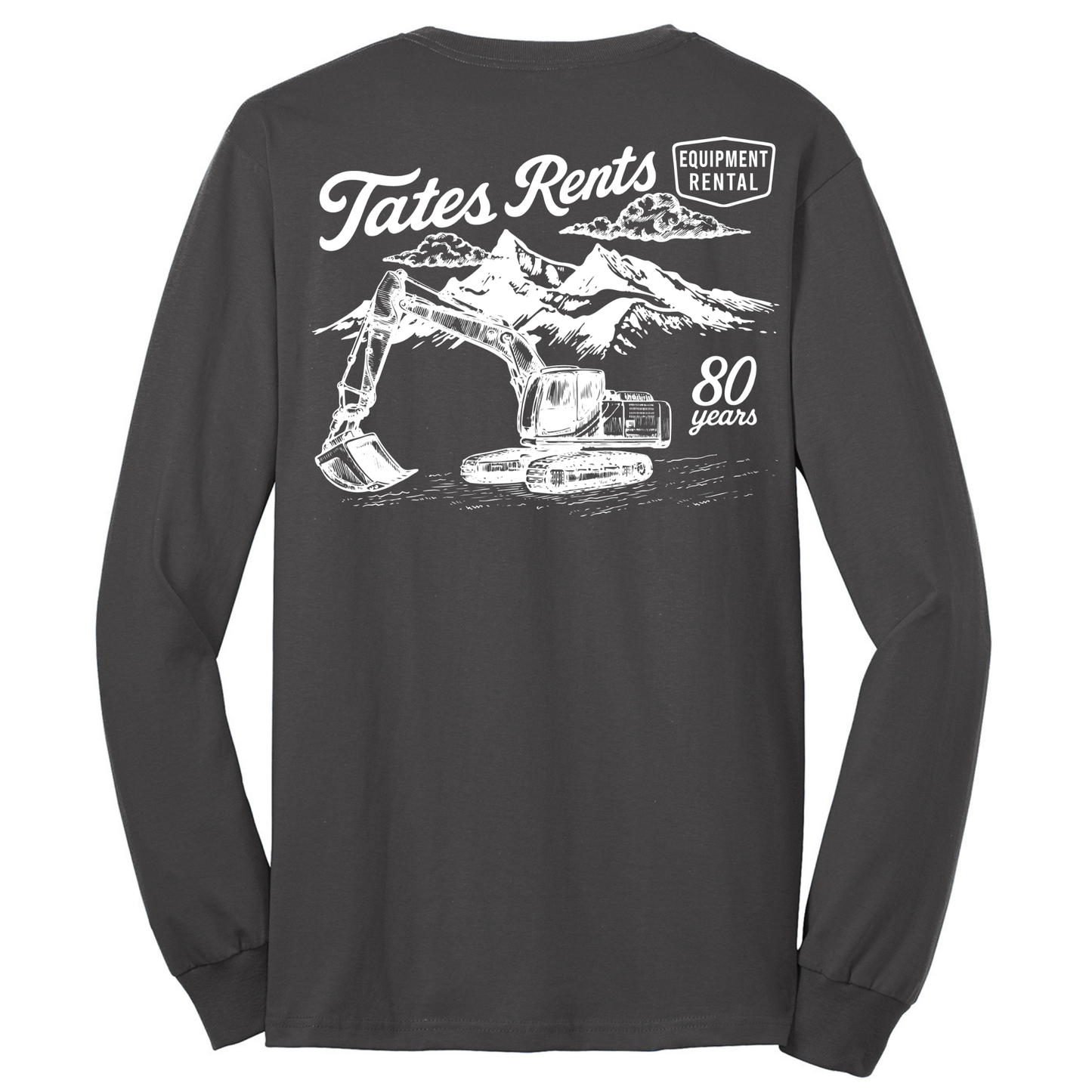 80 YEARS - Port & Co™ **TALL** Long Sleeve Core Blend Tee - CHARCOAL