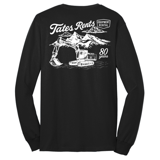 80 YEARS - Port & Co™ **TALL** Long Sleeve Core Blend Tee - JET BLACK