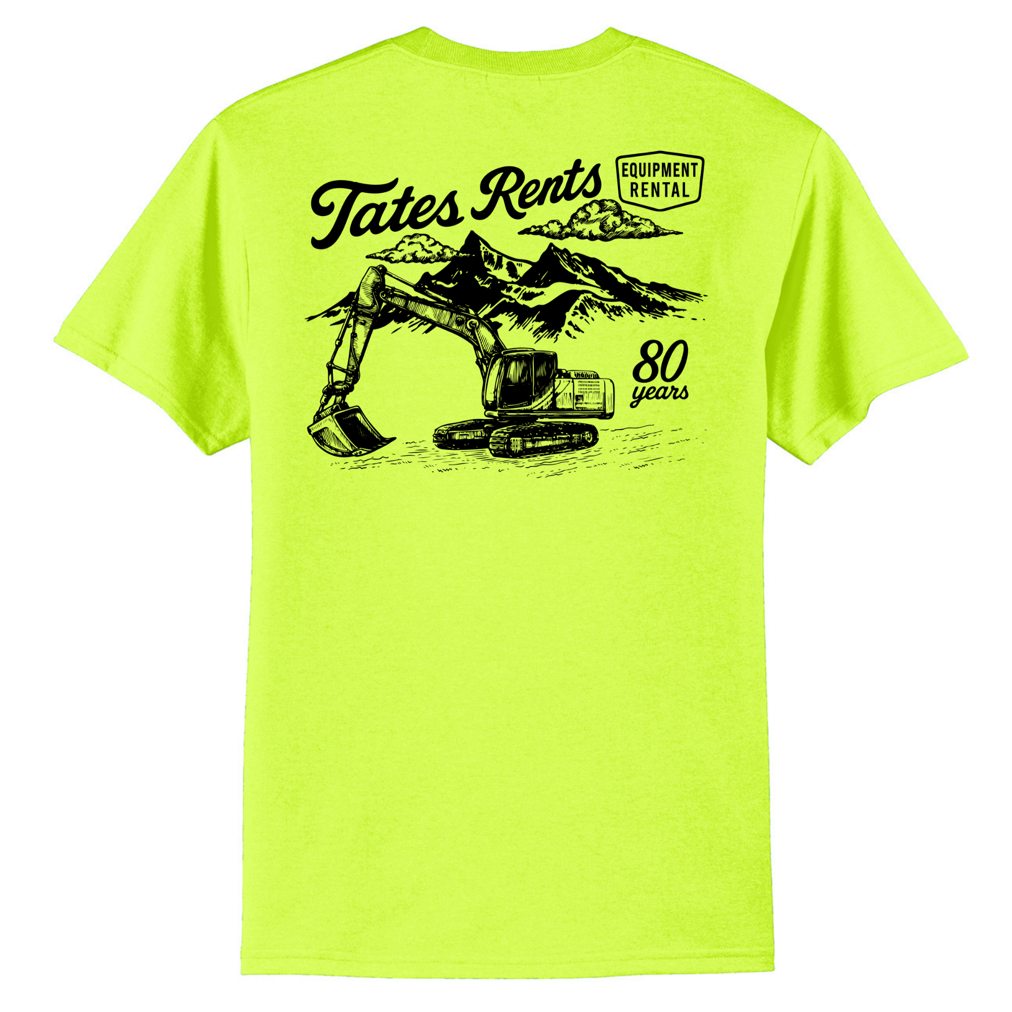 80 YEARS - Port & Co™ **TALL** Core Blend Tee - SAFETY GREEN – Tates Rents