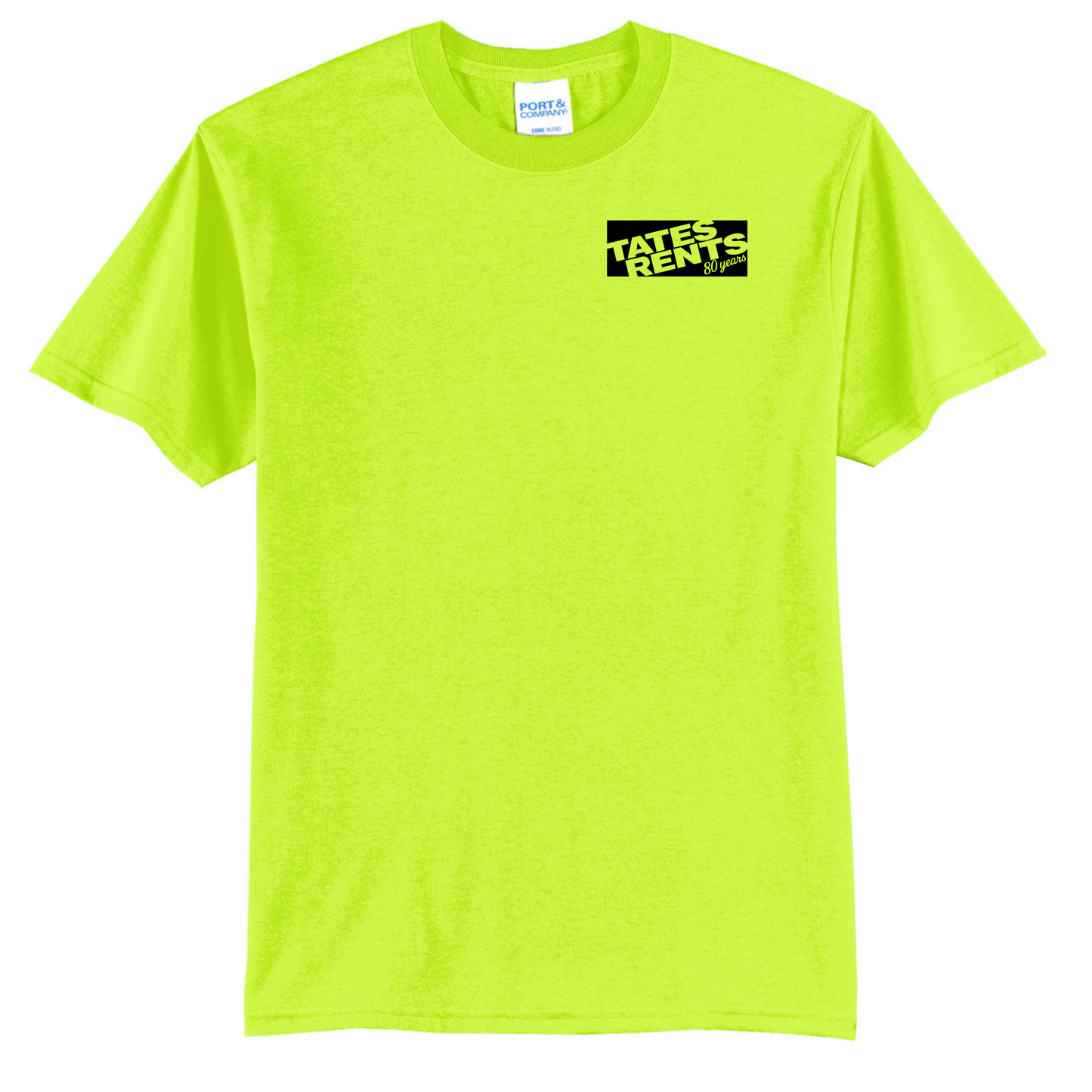 80 YEARS - Port & Co™ **TALL** Core Blend Tee - SAFETY GREEN