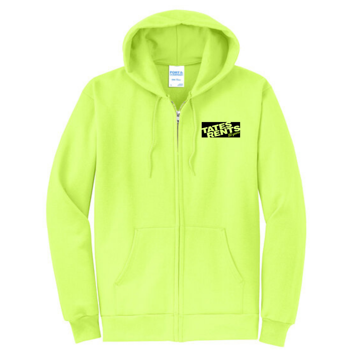 80 YEARS - Port & Co™ Core Fleece Full-Zip Hooded Sweatshirt - NEON YELLOW